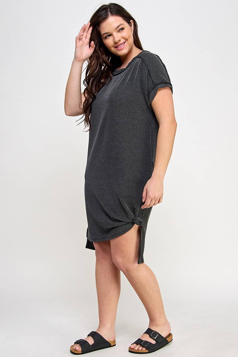 Haute Fox Plus Size & Contemporary – Engroshandel Kjole - Dame – Ribbet midi tee kjole i store størrelser JK18643-D2