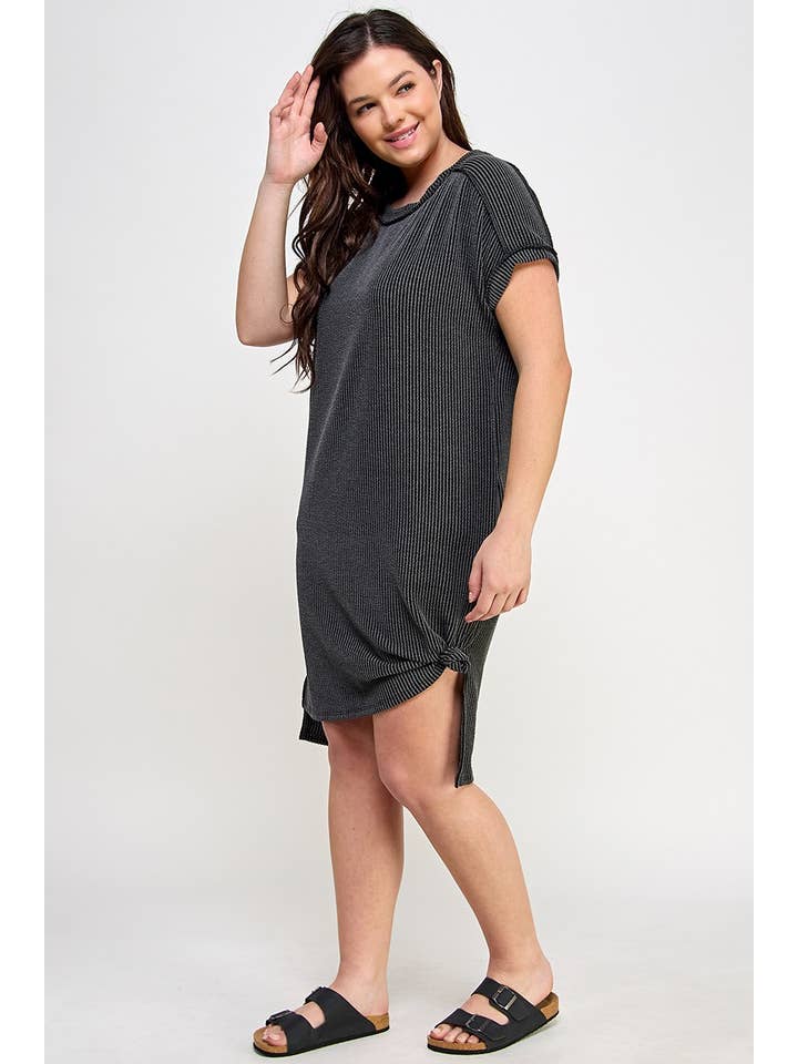 Haute Fox Plus Size & Contemporary – Engroshandel Kjole - Dame – Ribbet midi tee kjole i store størrelser JK18643-D2