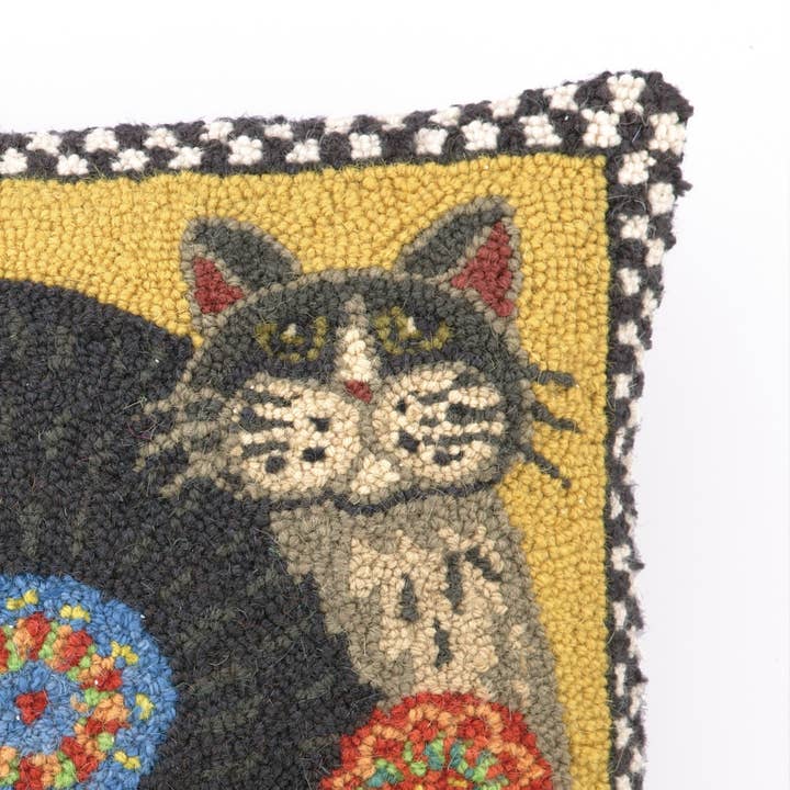 Peking Handicraft - Wholesale Throw/Decorative Pillow - Penny Flower Cat Hook Pillow - Lisa Hilliker