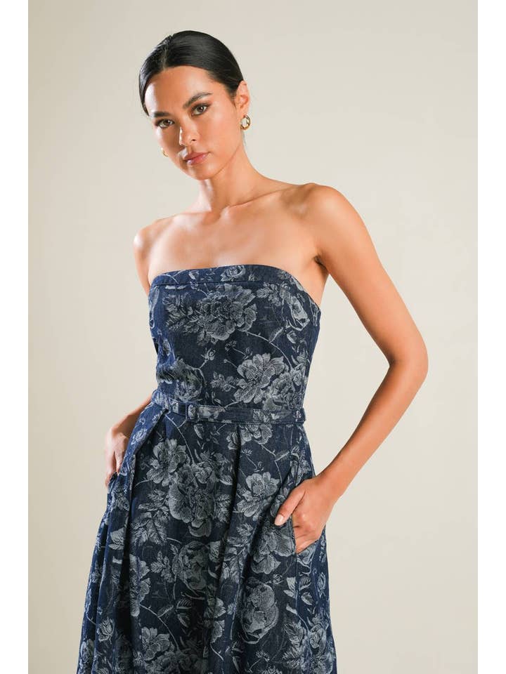 A jacquard denim midi dress - FD1260 for wholesale on Faire