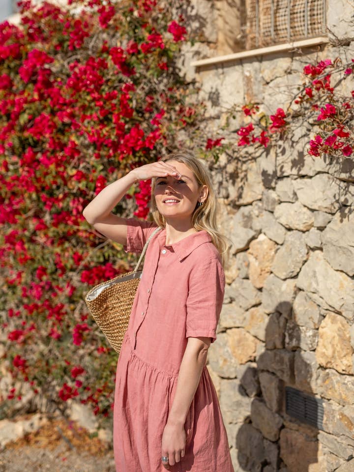 Elaine - Linen Dress in Various Colors for wholesale by Sauths