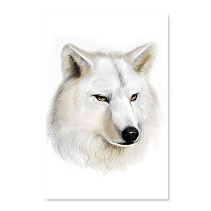 Loup blanc, art mural en acrylique pour la vente par ART BLVD