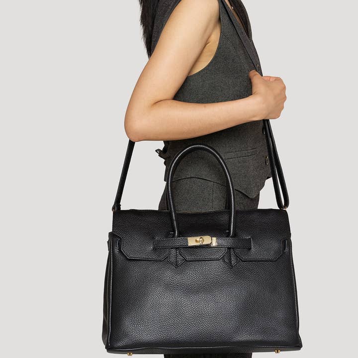 Voemièn - Wholesale Top Handle Bag - Women's - Elizabeth Bag in Black Togo Leather6