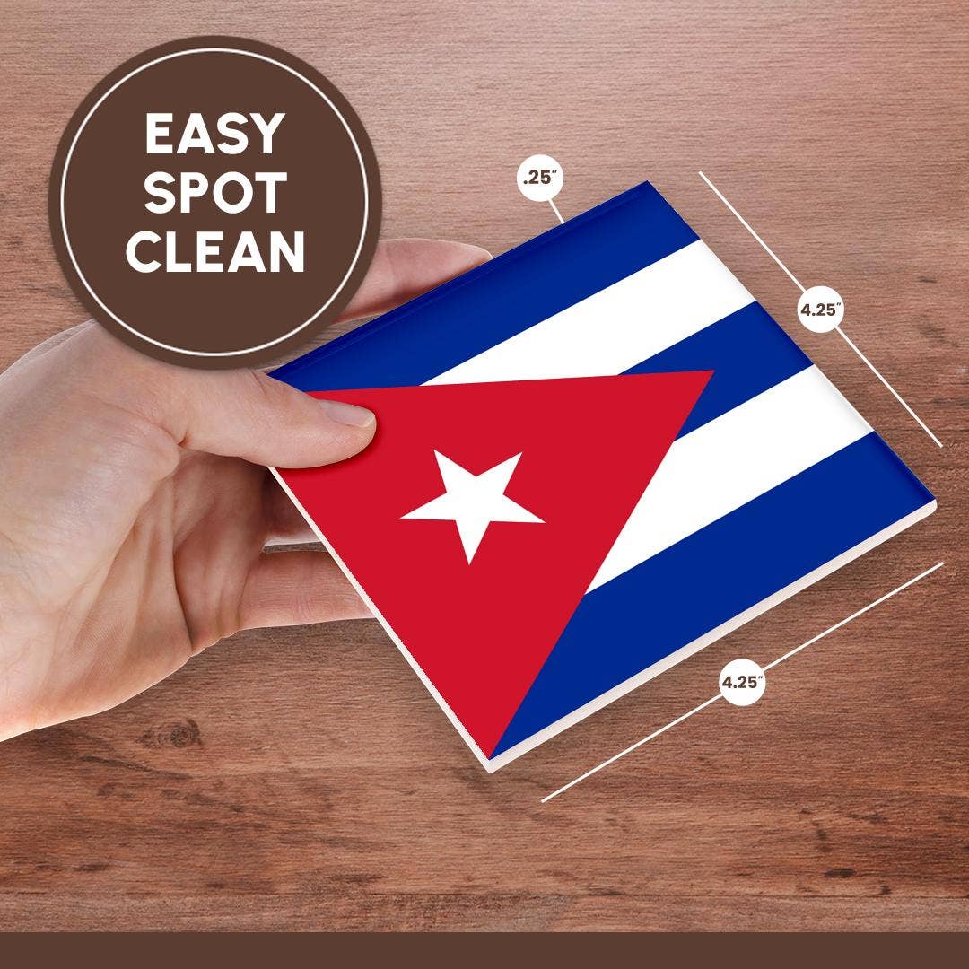 3dRose - Venta al por mayor Posavasos - 3dRose, Bandera de Cuba - Rayas azules cubanas triángulo rojo estrella blanca - País insular caribeño banderas del mundo, Posavasos6