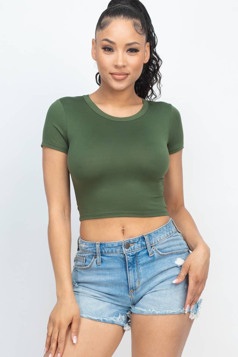 CAPELLA APPAREL - Wholesale Knit Top - Women's - Short Sleeve Roundneck Crop Top14