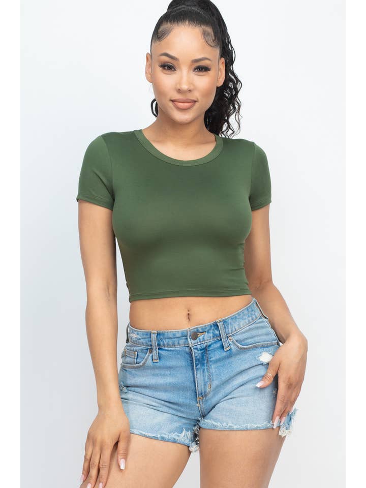 CAPELLA APPAREL - Wholesale Knit Top - Women's - Short Sleeve Roundneck Crop Top14