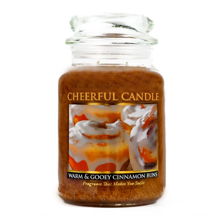 Cheerful Candle (24oz.) – Warm & Gooey Cinnamon Buns for wholesale by A Cheerful Giver