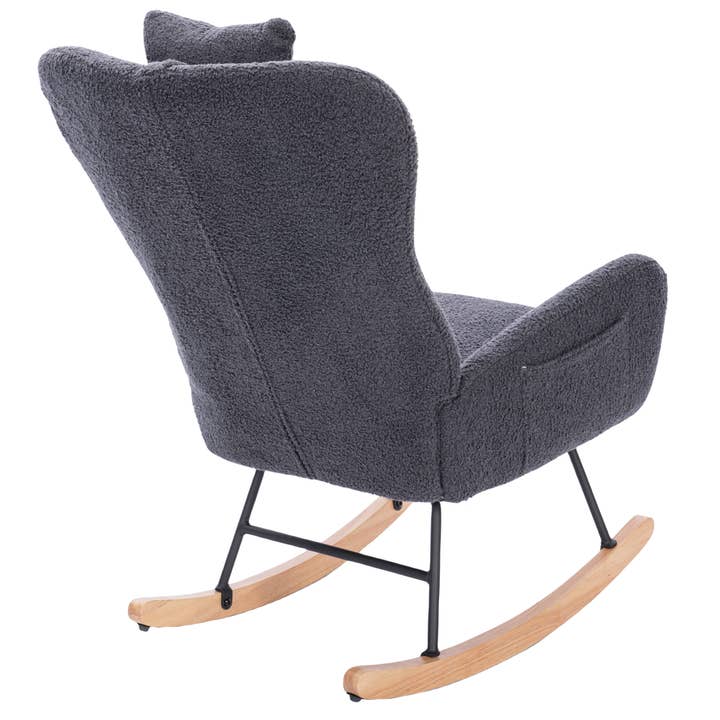 39F Inc. - Wholesale Rocking Chair - Teddy Upholstered Nursery Rocking Chair, White/Dark Grey11