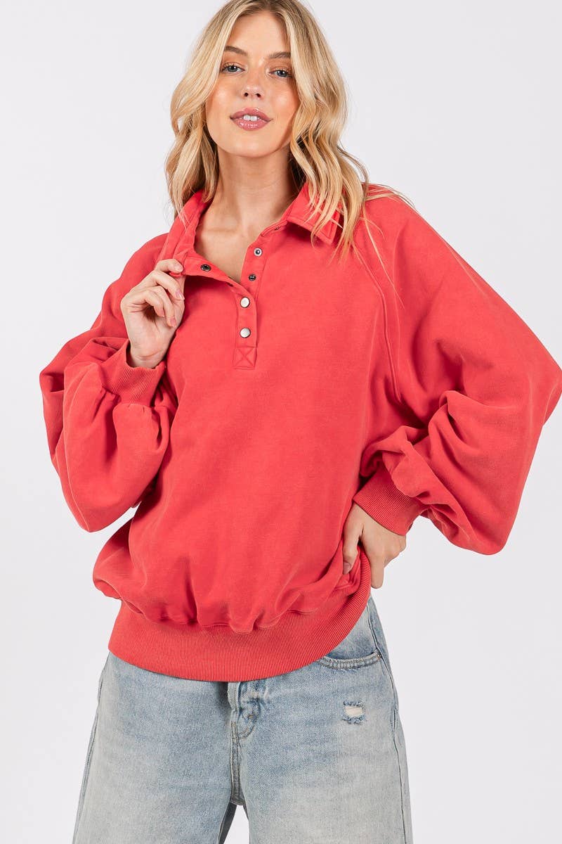 Sewn and Seen - Venta al por mayor Sudadera - Mujer - SUDADERA CON CUELLO A PRESIÓN CON LAVADO MINERAL21