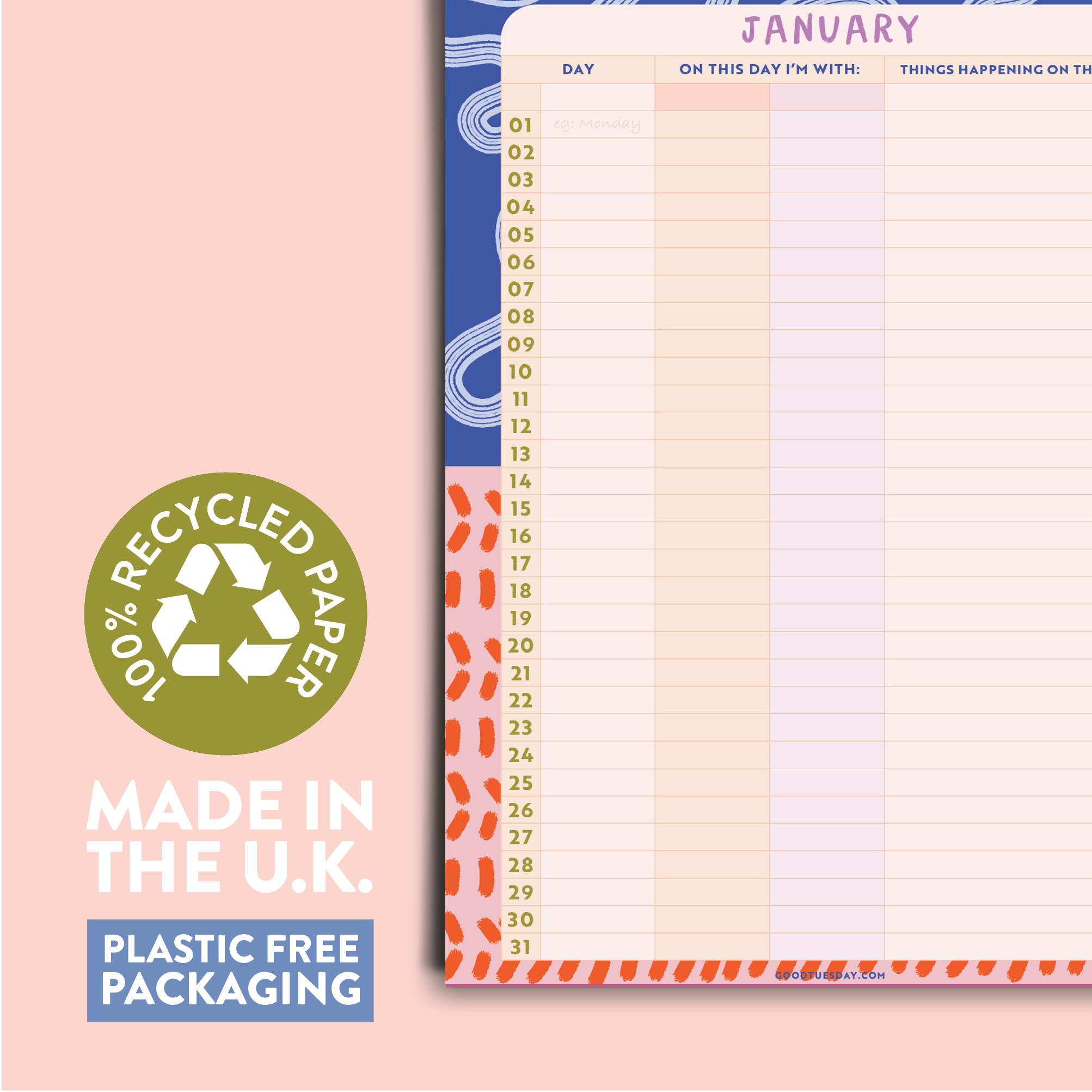 Good Tuesday (Once Upon a Tuesday) - Wholesale Calendar - Undated Kids Co-Parenting Family Calendar4