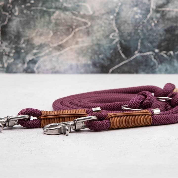 FOR LOVELY DOGS - Wholesale Pet Leash - Dog - Aubergine Leather Tau Dog Leash