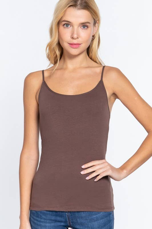 Active Basic | Active USA - Wholesale Camisole - Dames - Eenvoudig verstelbare cropped cami met spaghettibandjes en plankbeha52
