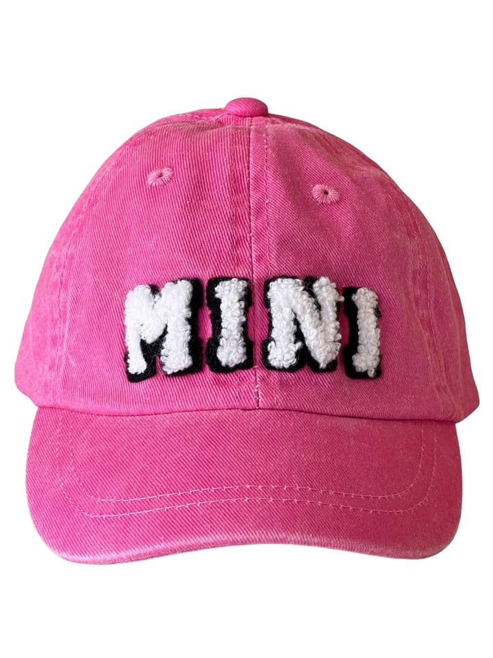 MINI Kids Baseball Hat, Vintage Wash Watermelon Pink for wholesale by SpearmintLOVE