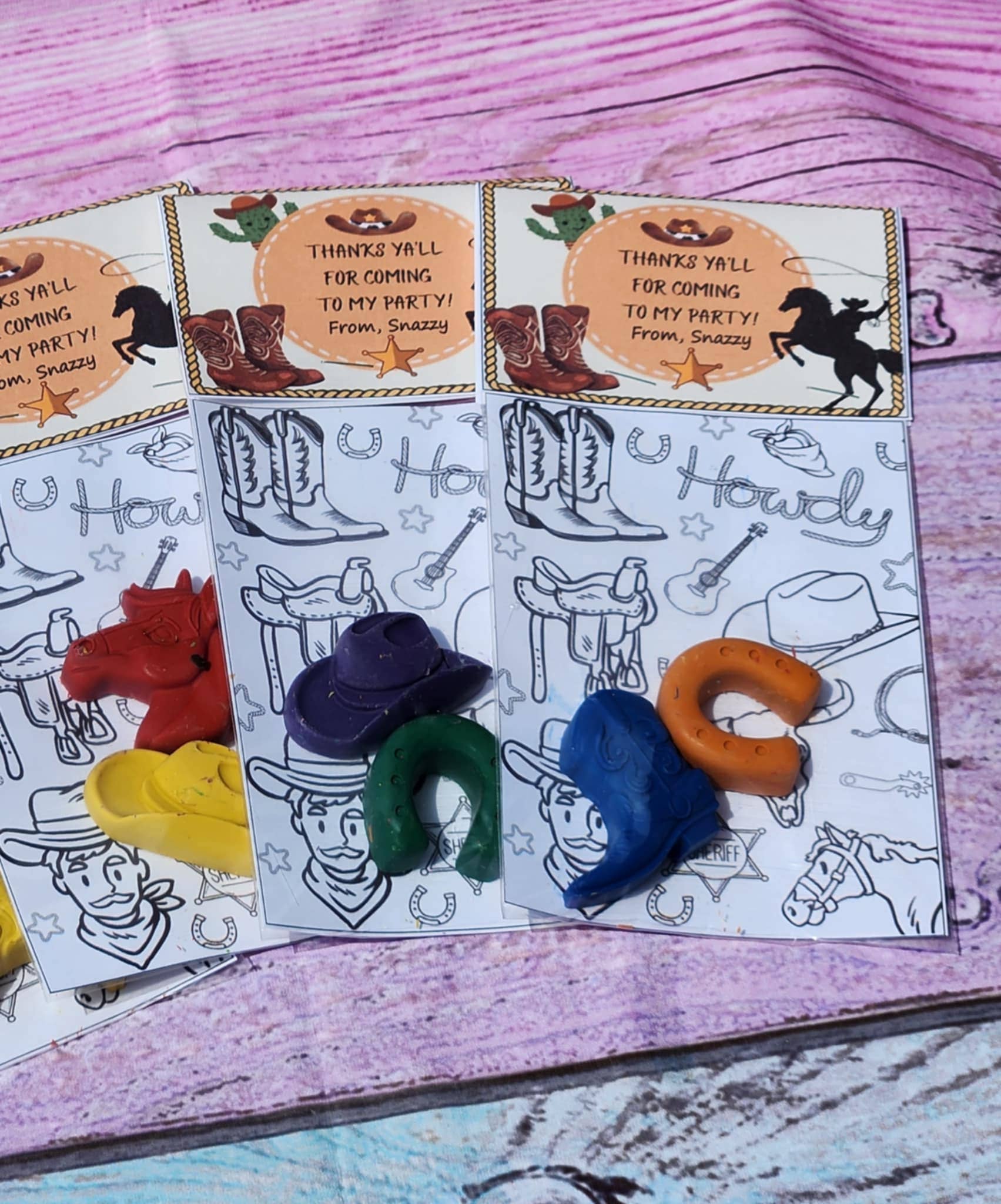 Snazzy Crayons - Wholesale Party gift - Cowboy Themed Coloring Kits with Crayons, Party Fillers 7