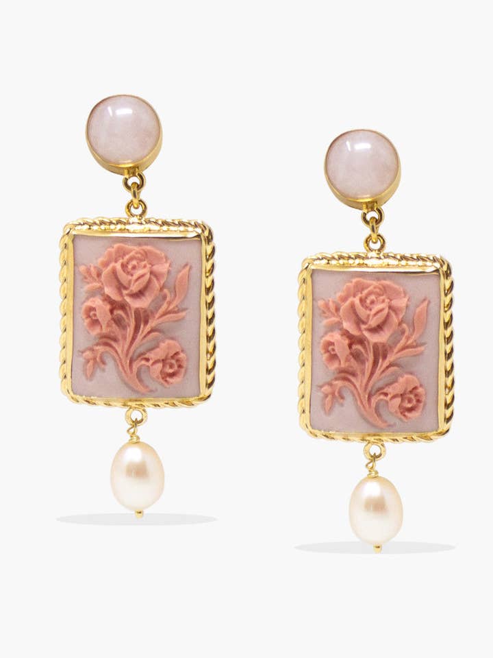 Eternal Bloom Cameo Earrings for wholesale by Vintouch Jewels