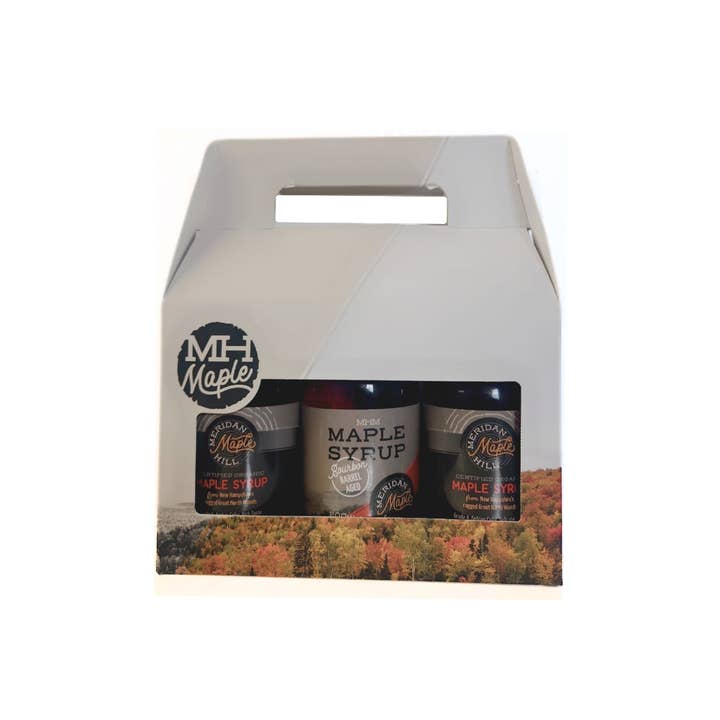 Meridan Hill Maple Farm - Wholesale Maple Syrup - Pure Organic NH Maple Syrup Leo Glass Bottle 3 Pack Gift Set
