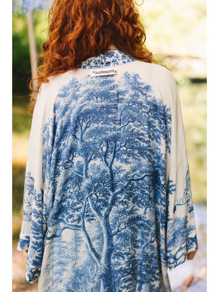 Market of Stars - Wholesale Kimono - Women's - Let The Light In Opera Duster Kimono Robe Blue Delft Toile