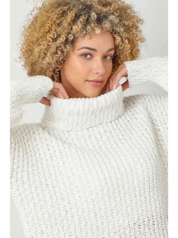 Mystree - Wholesale Knit Sweater - Women's - 60795 Turtle Neck Cropped Sweater