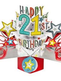 21st Birthday Stars - Pop-Up Greeting Cards - Second Nature for wholesale by Second Nature Ltd