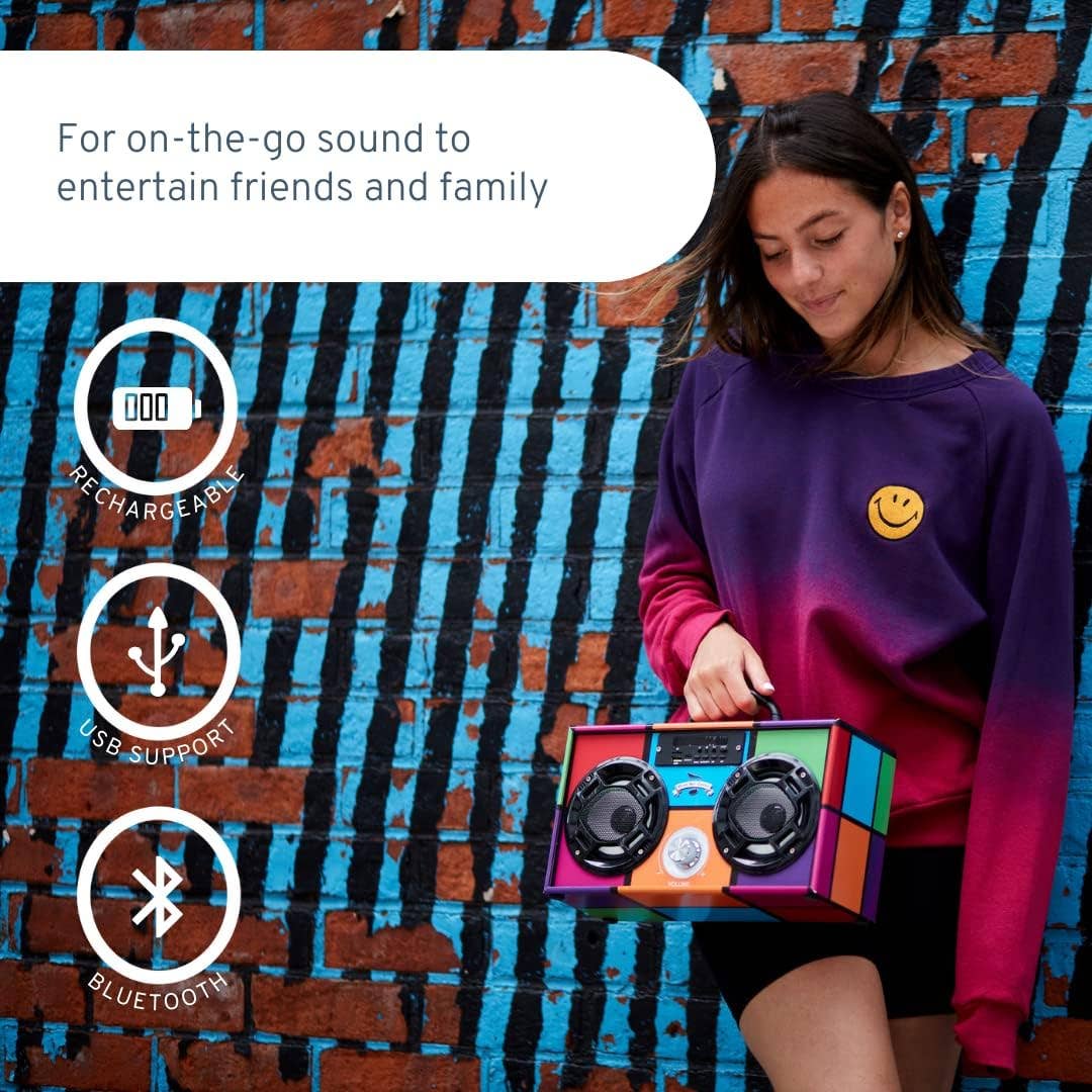 Trend Tech Brands - Vente Haut-parleurs - Boom Box sans fil rétro des années 90 avec radio FM6