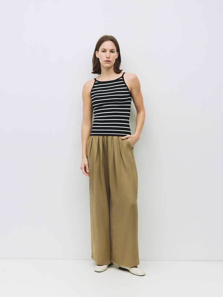 The Indy Top | Camiseta sin mangas con cuello cuadrado a rayas para venta al por mayor de MOD REF