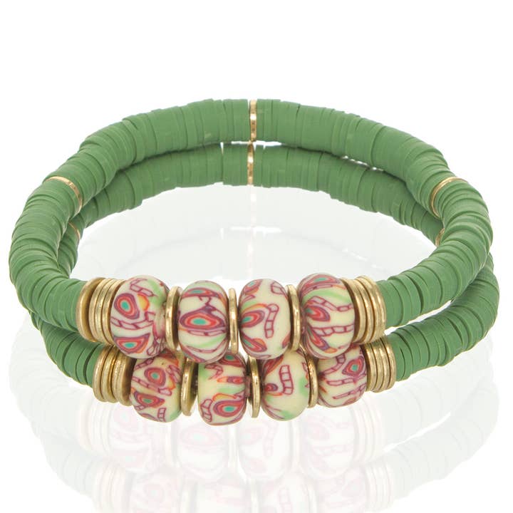 Suzie Q USA - Wholesale Beaded Bracelet - Dual Heishi Beads Stretch Bracelet2