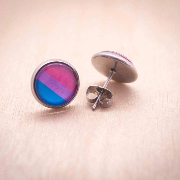 Crafty Queer Studio - Wholesale Stud/Post Earrings - Bisexual flag pride LGBTQ+ earrings - stud or dangle2