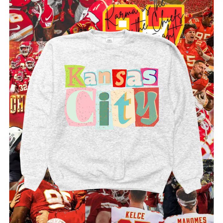 Kansas City Football Crewneck Sweatshirt - Ash for wholesale by Lucy + Company
