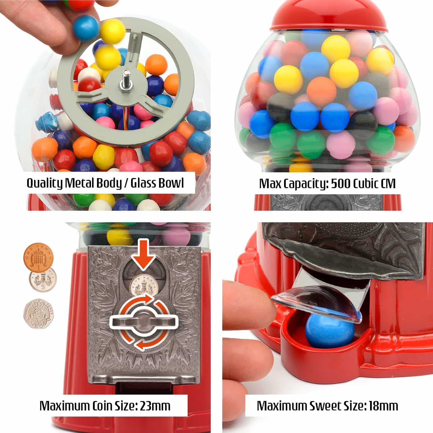 Wholesale Gifts Tomorrow – wholesale Chewing gum – 9" Small Retro Coin Operated Gumball Machine Sweet Dispenser3