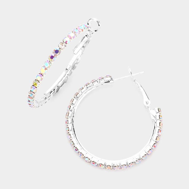 Sensibling Corp. - Wholesale Hoop Earrings - Crystal Rhinestone 1.3 Inch Hoop Earrings2
