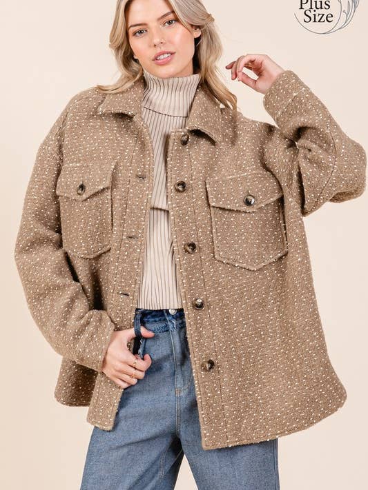 Plus Oversized Textured Jacket, MJ50925PL. for wholesale by GeeGee x Lovelo