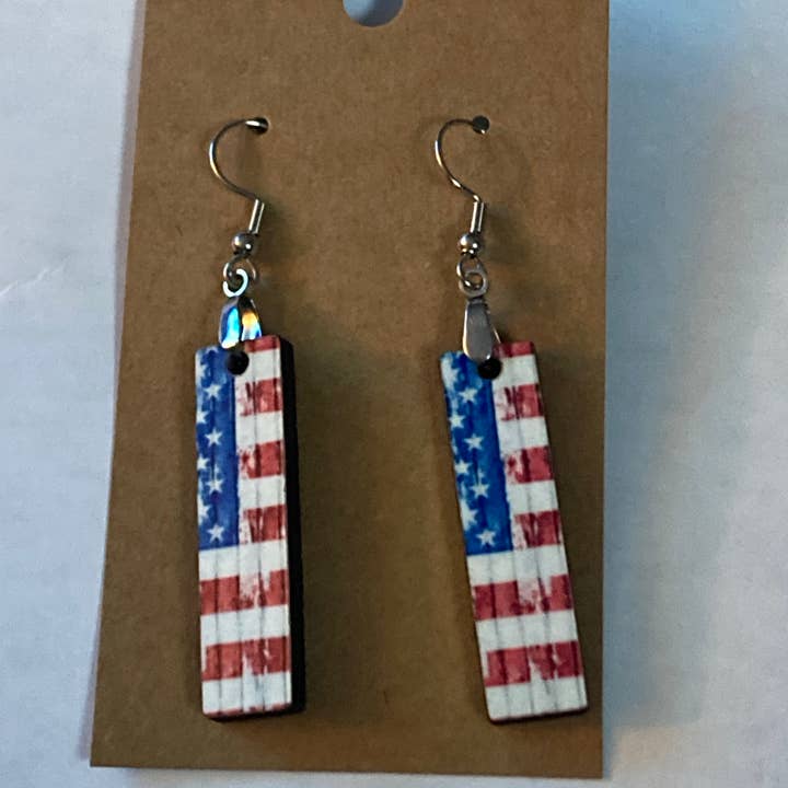Rustic Flag Bar Earrings for wholesale by Much Love Treasures