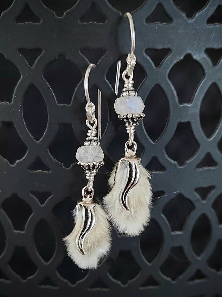 Moonstone Pussywillow Dangle Earrings for wholesale by Baba Yaga