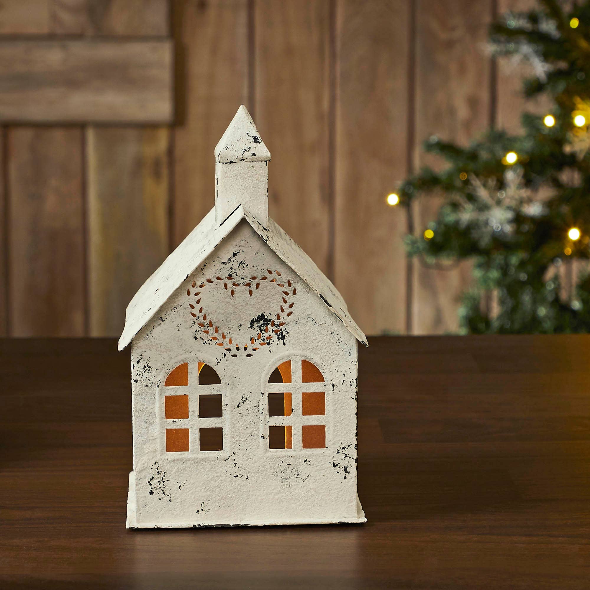 VHC Brands - Wholesale Candle Holder - Tealight Holder Metal Village House C Antique Cream 9x5x50