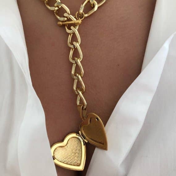 Christina Christi – Colar pingente/pendente por atacado – Colar com foto de coração dourado