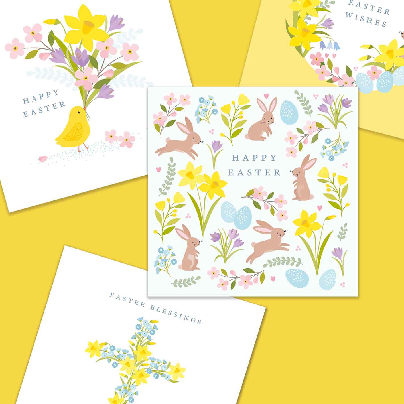 Klara Hawkins - Wholesale Easter Card - Happy Easter / Chick with Flowers1