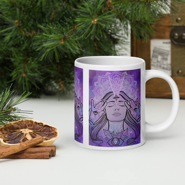 “See” White glossy mug for wholesale by The Art of Francella