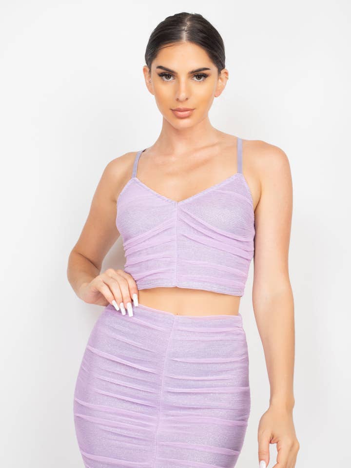 Conjunto de blusa e mini saias franzidas por atacado de Bandanas Wholesale