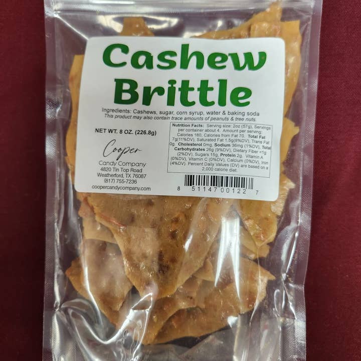 Cooper Candy Company - Wholesale Brittle - Cashew Brittle - 8oz