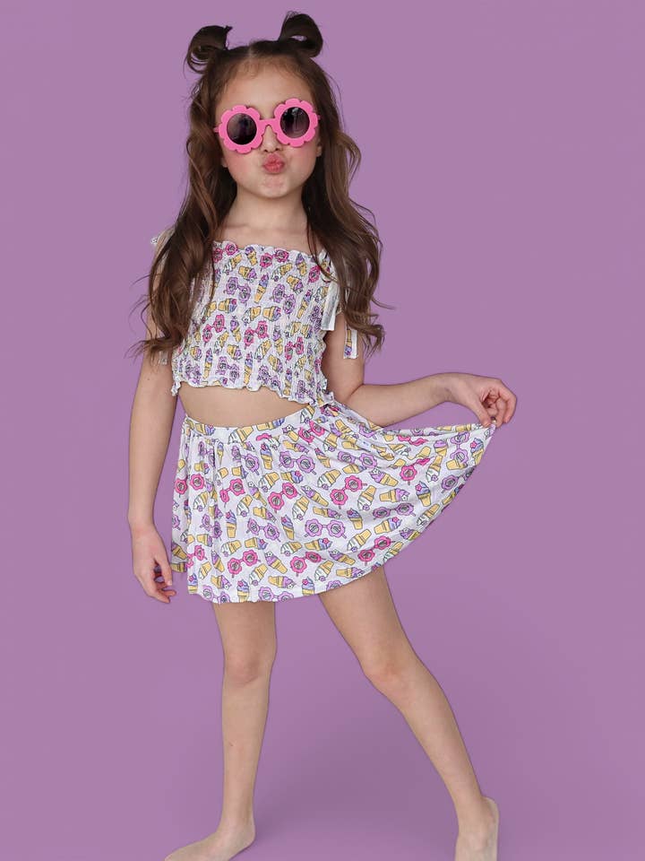 SWEET SUMMER DREAM SMOCKED SKORT SET for wholesale by Dream Big Little Co.