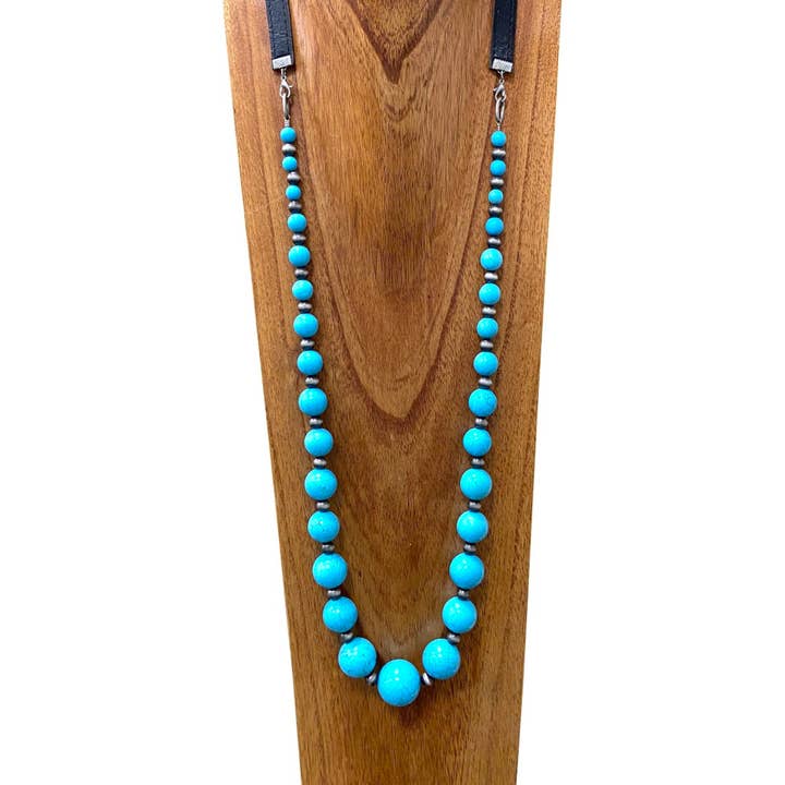 NKS200616-05 38"L Turq bleu et perle navajo générés pour la vente par Western Elite Jewelry