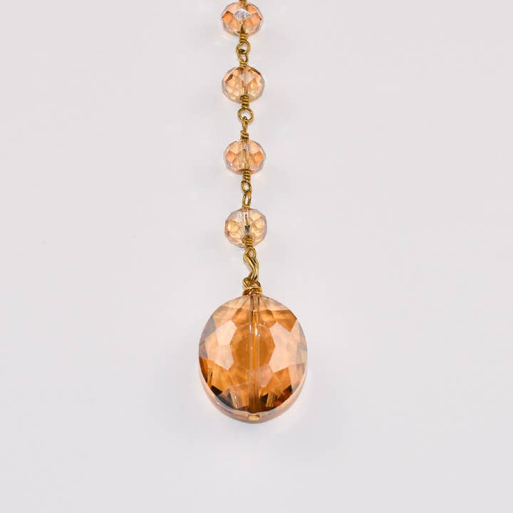 ali & bird jewelry - Wholesale Y-Neck/Lariat Necklace - Peach Crystal Lariat1