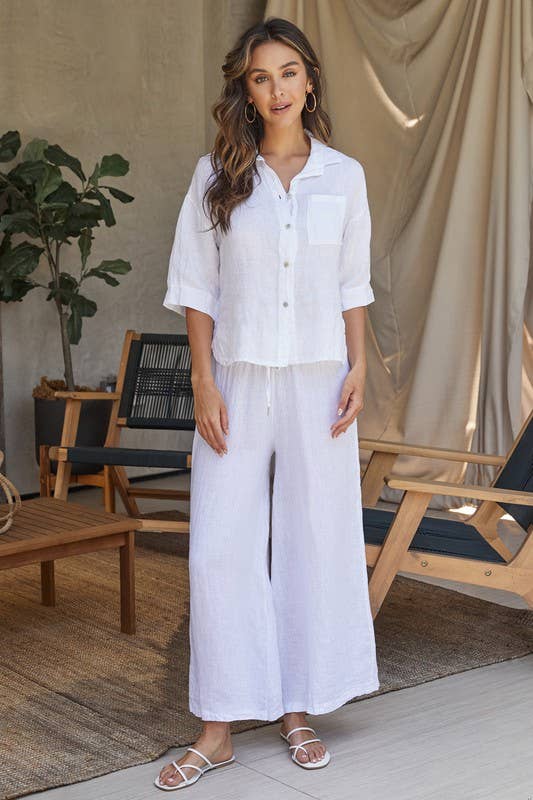 MILIO MILANO - Wholesale Button Down Shirt - Women's - LINEN 3/4 SLEEVE BUTTON DOWN SHIRT (44051/154201)7