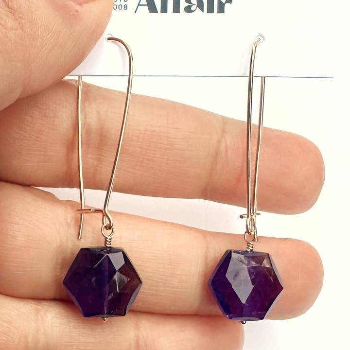 Orecchini a forma di rene - Ametista - Esagono - Oro per la vendita all'ingrosso da parte di Mrs. Robinson's Affair
