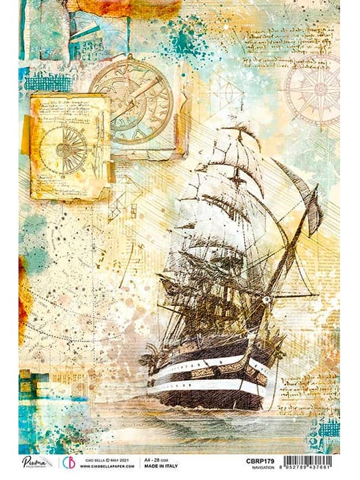 Ciao Bella Rice Paper A4 Navigation for wholesale by Ecstasy Crafts Distributing