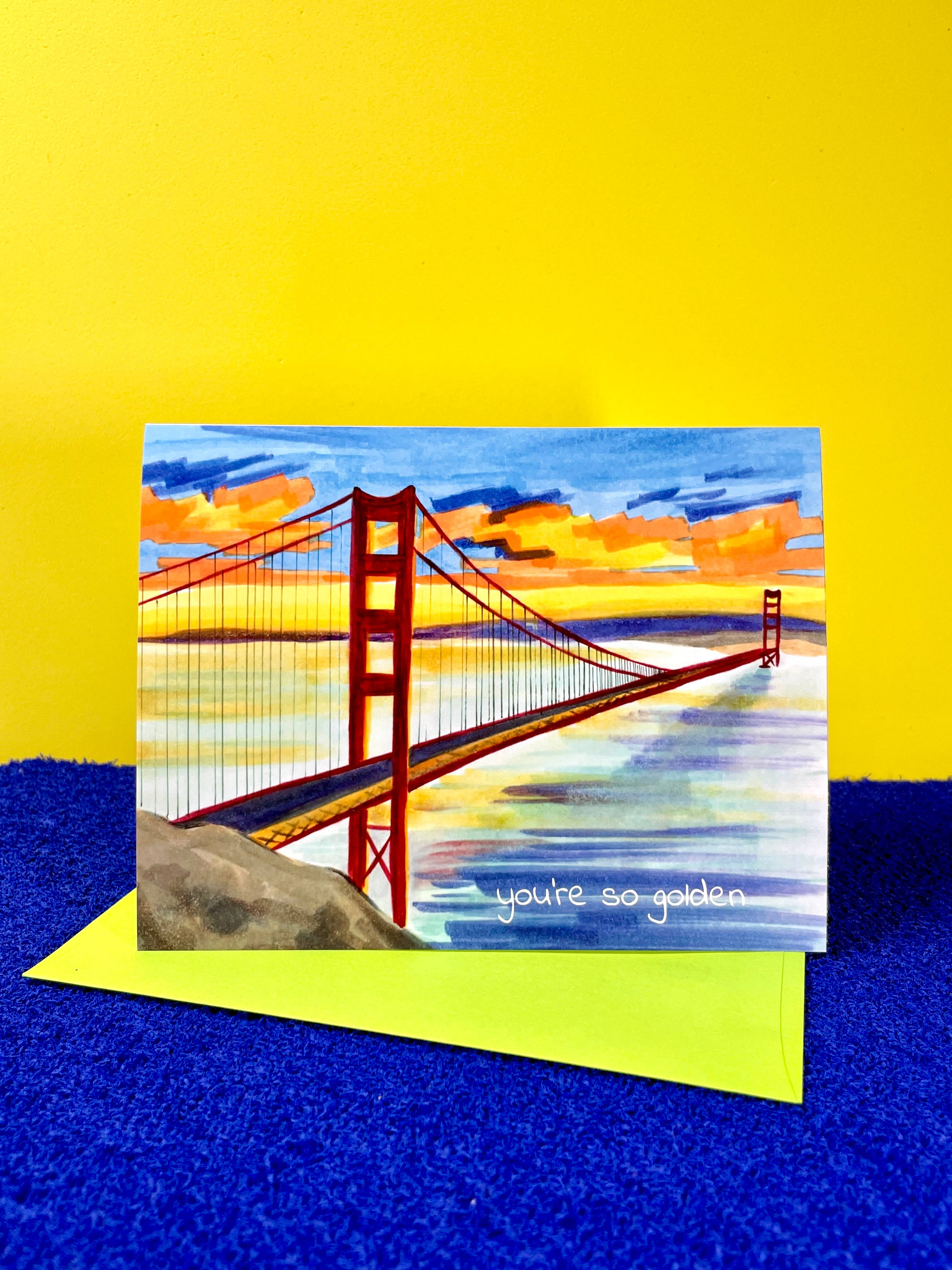 quirky burp illustrations - Wholesale Love Card - You're So Golden Greeting Card1