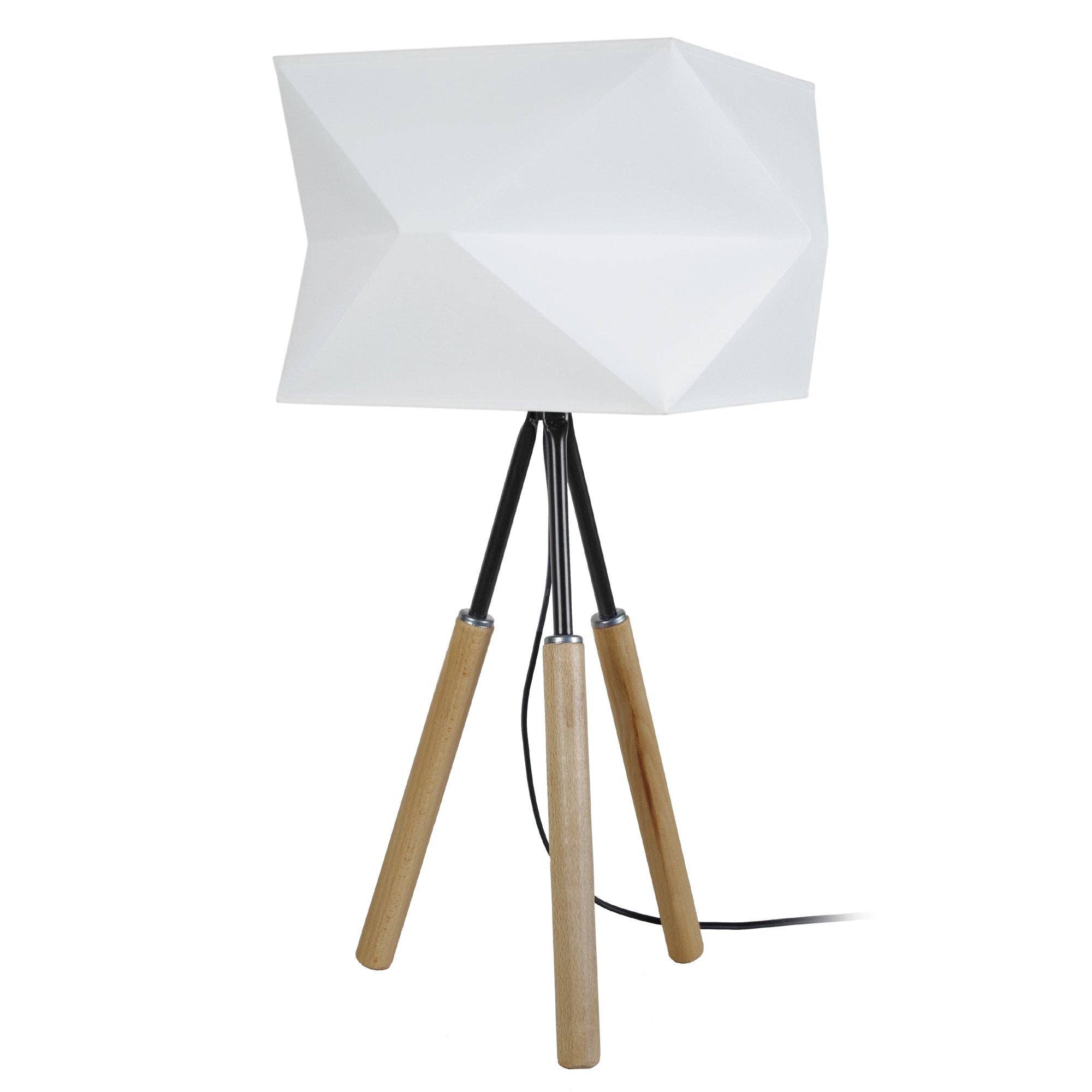Tosel Shop - Wholesale Accent/Desk Lamp - GOTEBORG - Natural Wood Tripod Table Lamp, Black0