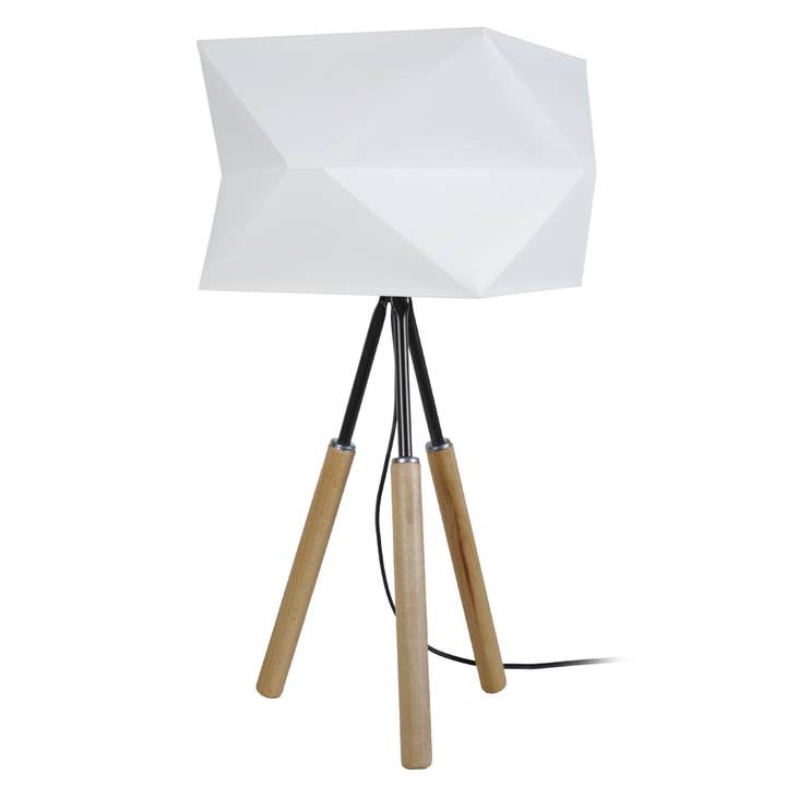 Tosel Shop - Wholesale Accent/Desk Lamp - GOTEBORG - Natural Wood Tripod Table Lamp, Black