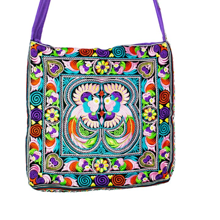 Lumily - Wholesale Crossbody Bag - Women's - Hmong Birds Pompoms Cross-body Bag | Limited Edition - Thail
