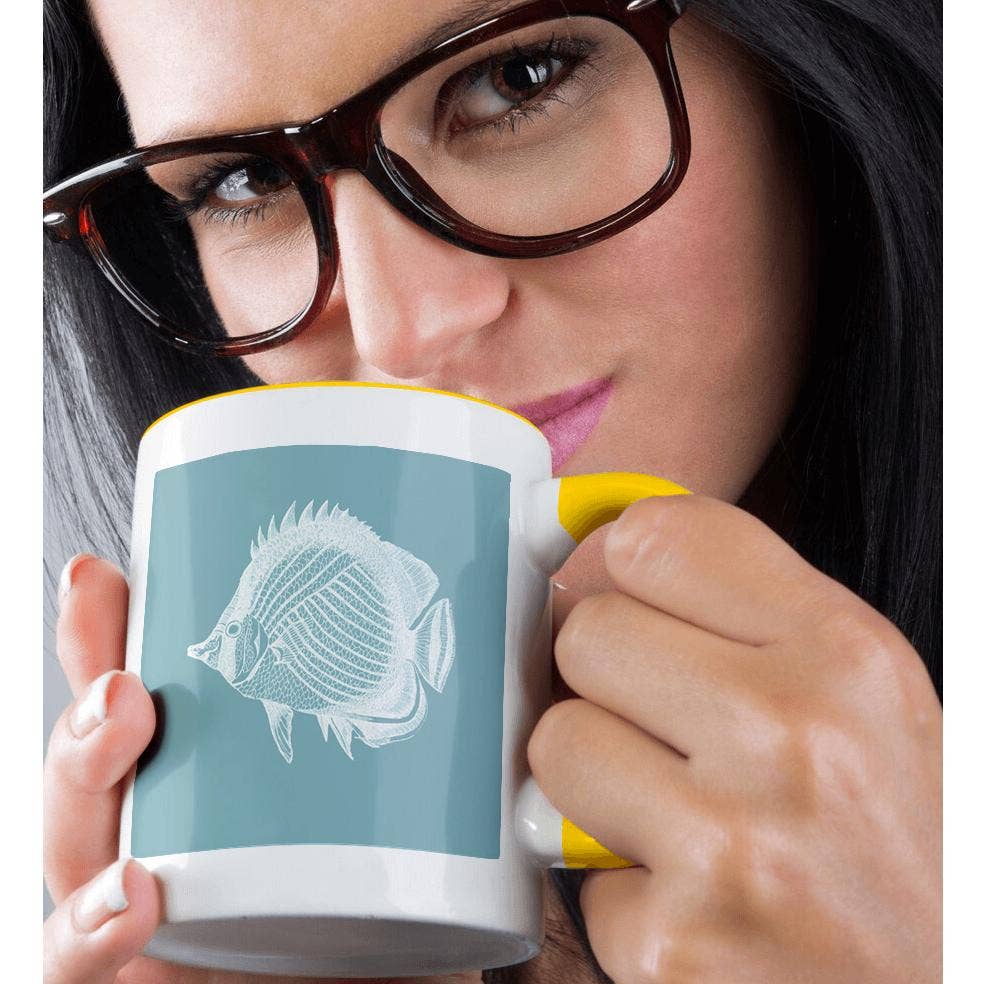 3dRose - Wholesale Coffee Mug - 3dRose, Blue Butterflyfish Tropical Fish print Exotic modern sea ocean marine, Mug1